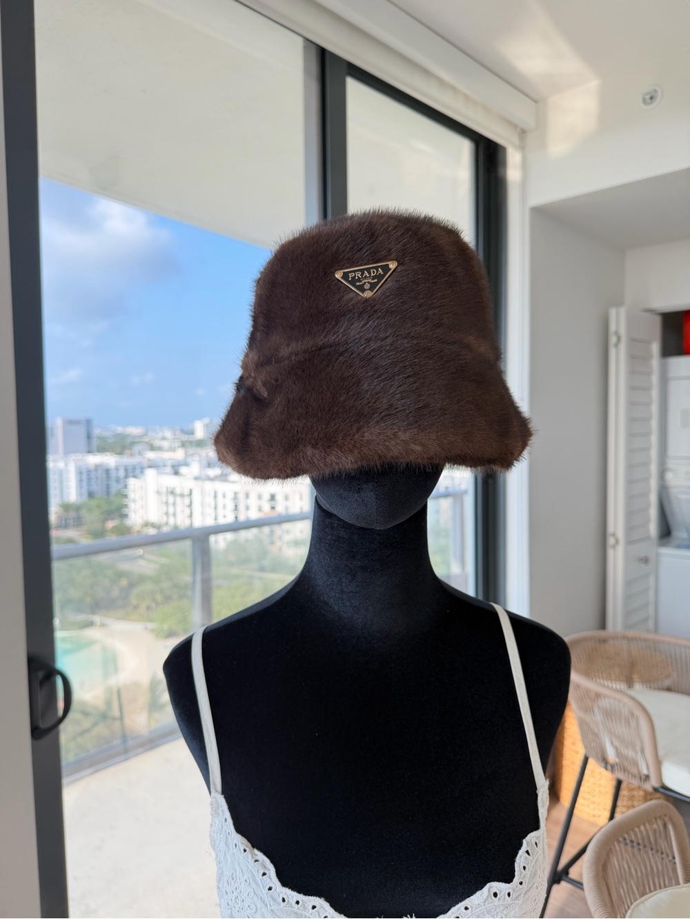 Prada Brown (synthetic) Faux Fur Bucket Hat - one size - new - no tags - Picture 5 of 16